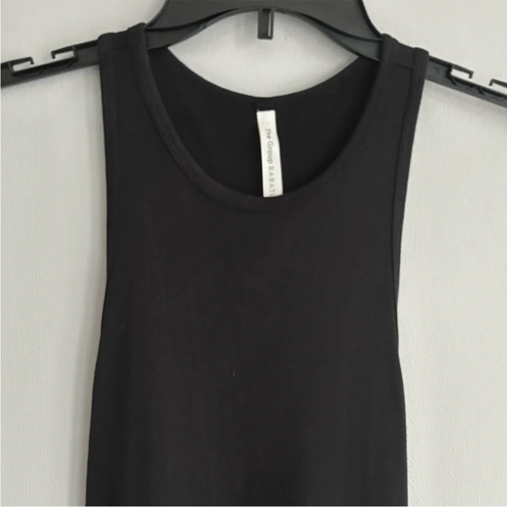 BABATON Black Ribbed Mini Dress Parisian Minimalist Travel Capsule Easy Basic M